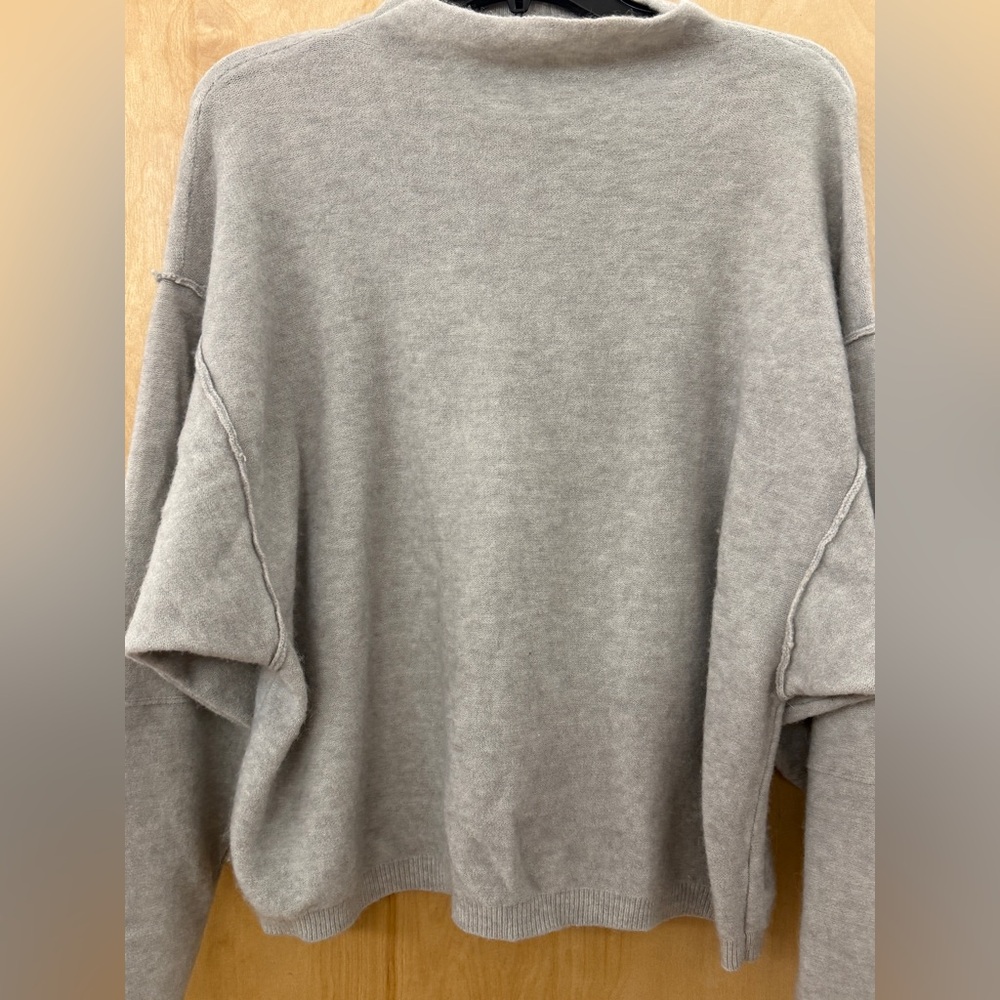 Free People Wool Blend Relaxed Grey Raglan Sweater - Picture 6 of 13